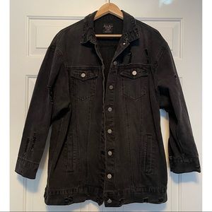 Distressed Oversized Black Denim Jacket
